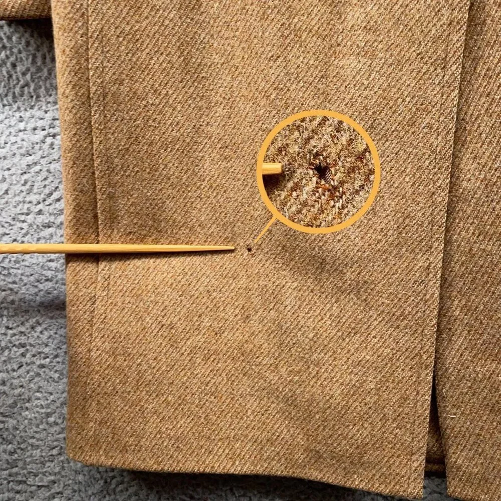 Vintage Grenadier Mens 40 Wool Tweed Single Breasted Over Coat Tan Brown Mad Men - Picture 14 of 16